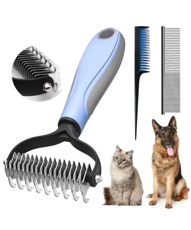 Txeouse cat brush Langhaar & dog brush long hair - Unterwollkamm removed Unterwoll & Filmzungen |Thin out & top hair protection (blue)