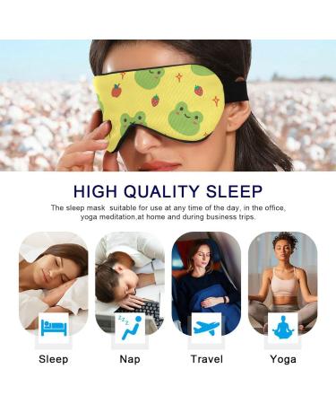 Haskirky Light Blocking Breathable Eye Mask for Adults - Adjustable for Travel, Yoga, Meditation - Cute Frog and Fruit Design - Buy Online on SooperMarket.com