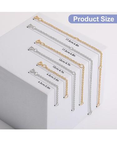 Gold & Silver Necklace Extenders - 6 Pcs Stainless Steel Chain Extensions for Jewelry Making - Buy Online on SooperMarket.com