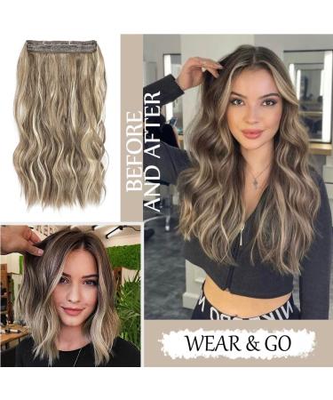 Invisible Wire Synthetic Hair Extensions - Bright Blonde Highlights, Long Wave Curly Hairpiece for Women - Adjustable Size, Stress-Free - 16 Inch - Buy Online on SooperMarket.com