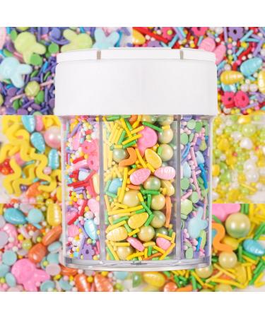 Easter Sugar Sprinkles 6-in-1 Easter Bunny Carrot Egg Candy Sprinkles Edible Pastel Sprinkle Mix Baking Cake Decorations for Easter Party Wedding Anniversary Cake Dessert Decor