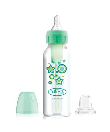 Dr. Brown s Natural Flow  Anti-Colic Options+  Narrow Sippy Bottle Starter Kit  8oz/250mL  with Level 3 Medium-Fast Flow Nipple and 100% Silicone Soft Sippy Spout  Green  6m+ 8 oz  Narrow  Green