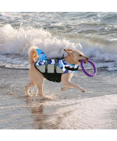 ALAGIRLS BlueCamo-Upgraded Dog Shark Life Jacket | Small Dog Swim Vest with Handle | Adjustable Reflective Cat Life Jacket for Swimming, Boating, and Pool Activities | Puppy Water Flotation Vest - Size S (Chest Girth 42-54cm) - Buy Online on SooperMarket.com