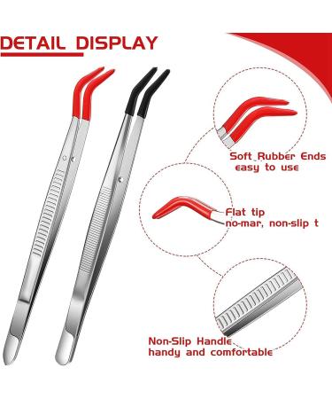 wiianoxd 4 Pieces Tweezers Curved Curved Rubber Tip Tweezers Stainless Steel Tweezers for Laboratory Jewellery Making - Buy Online on SooperMarket.com