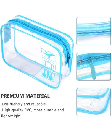 Clear TSA Approved Quart Size Travel Toiletry Bag - Blue Cosmetic Pouch for Airport Security - Buy Online on SooperMarket.com