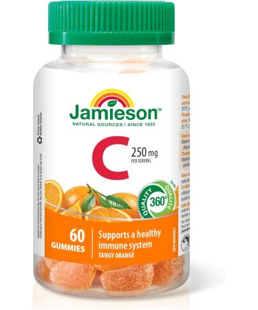 Jamieson Vitamin C plus Immune Shield Gummies - Elderberry Flavour 60 Count (Pack of 1) & Vitamin C Gummies 60 Gummies Gummies + Vitamin C Gummies - Buy Online on SooperMarket.com
