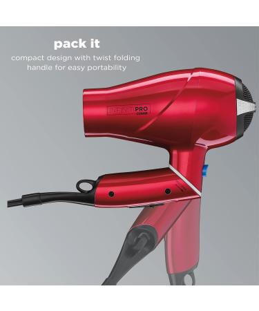 INFINITIPRO BY CONAIR Travel Hair Dryer 1875W Compact Foldable & Perfect for International Travel | Red 2 Piece Set - Buy Online on SooperMarket.com