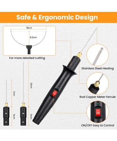 3-IN-1 Hot Wire Foam Cutter 8Pcs Electric Styrofoam Cutting Tools Kit 18W Polystyrene Cutter Styrofoam Cutting Pen with Adaptor for Foam Carving& Cutting DIY Crafts Best Halloween Christmas Gifts Z15 - Buy Online on SooperMarket.com