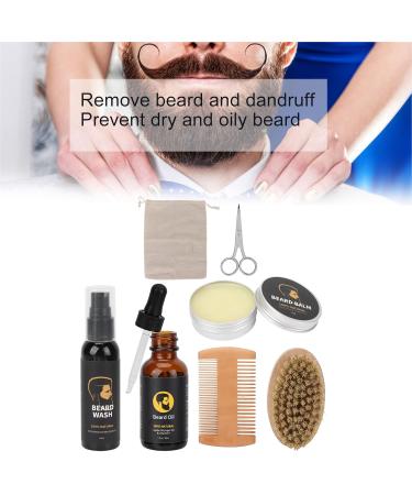 Kosdfoge 7-Piece Partial Beard Care Set for Men | Shampoo Oil Balm Brush & More | Perfect Christmas Gifts for Fathers - Buy Online on SooperMarket.com
