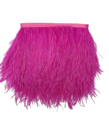 Shekyeon Ostrich Feather Trim Fringe Used Wedding Sewing Crafts Costumes Decoration Pack of 2 Yards(Fuchsia)