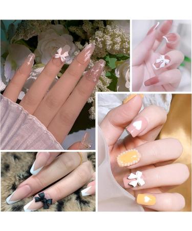 Nail Art Charms 3D Nail Jewels Black White Bow Shape Pearl Nail Art Decoration Nail Accessories for Women Girls (Black&White Bow) - Buy Online on SooperMarket.com