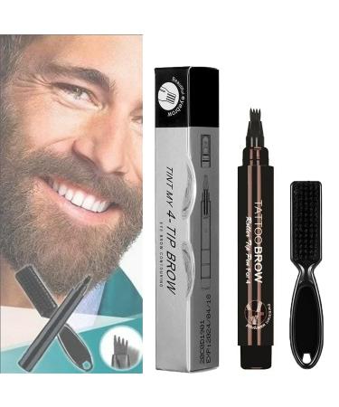 Elmys Beard Filling Pen Waterproof Beard Filling Pen Kit Long Lasting Coverage Beard Pencil Filler for Men Black Shape & Define Your Beard Natural (Natural Black)