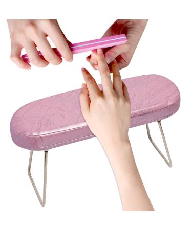 AORAEM Nail Arm Rest Manicure Arm Rest Cushion with Bracket Plum Pink Hand Pillow Table Cushion Stand Holder for Nails Art DIY (Plum Pink)