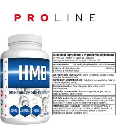 Pro Line HMB Capsules | 3000mg HMB (Beta-Hydroxy Beta-Methylbutyrate) 750mg Per Capsule | HMB Leucine Supplement for Muscle Growth Recovery Muscle Soreness Strength | 120 Capsules (Pack of 2) 120 count (Pack of 2) - Buy Online on SooperMarket.com
