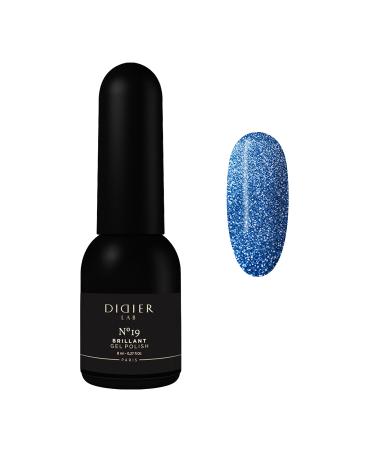 Didier Lab - Premium UV Gel Nail Polish - Brillant No. 19 - Gel Nail Varnish - Nail Art - Long-Lasting High Gloss Wear - Blue Gel Nail Polish - Gel Nails - Glitter Gel Nail Polish - Rich Pigment