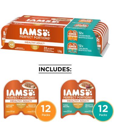 IAMS Perfect Portions Wet Cat Food Adult Grain Free - Chicken and Tuna Pat Variety Pack 75g (24 Pack) Chicken & Tuna Wet Cat Food - Buy Online on SooperMarket.com