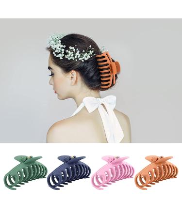 12 PCS Big Hair Claw Clips - Trendy Colors Matte Finish Non-slip Strong Hold Hair Clips for Women and Girls - Ideal for Thin or Thick Hair - Fashion Hair Accessories 4.3 inch - Buy Online on SooperMarket.com