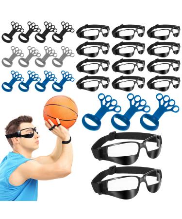 Libima 24 Pcs Basketball Training Equipment Includes 12 Pcs Adjustable Sports Specs Dribbling Glasses and 12 Pcs Guide Shooting Wrist Finger Strap Shooting Aids Gift for Kids Youth Adults Player