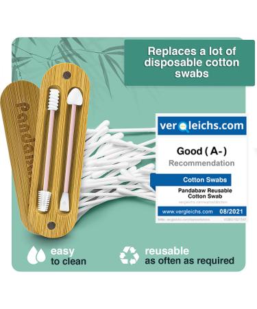 PandaBaw 2 x Extra Soft Reusable Cotton Swabs - Silicone Qtip for Ears & Makeup Removal - Eco-Friendly Pink Ear Swabs - Buy Online on SooperMarket.com