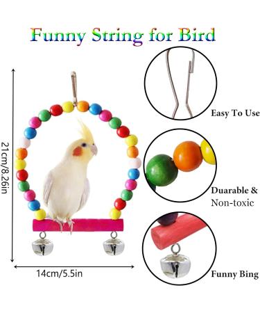 7 Pcs Bird Budgie Toys ESRISE Hanging Bell Pet Bird Cage Hammock Swing Climbing Ladders Toy Wooden Perch Mirror Chewing Toy for Conures Love Birds Small Parakeets Cockatiels Parrot (Muliti-B) - Buy Online on SooperMarket.com