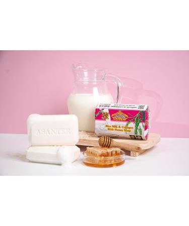 Asantee Rice Milk Collagen Honey Body Soap 125g - Soft, Clear, Radiant Skin - Long-Lasting Scent - Buy Online on SooperMarket.com