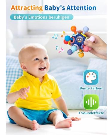 KMMIFF FOOTE BAY Silicone BPA-Free Teether Ball - Soft Dental Aid for Babies 3 Months+ | Relax & Stimulate with Safe Baby Toys in Dark Blue - Buy Online on SooperMarket.com