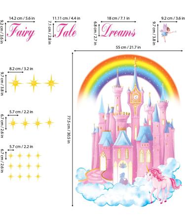 DECOWALL SG-2207 Rainbow Castle Quote Wall Stickers - Fairy Tale Dreams Decals for Kids Girls Nursery - Removable Art Decor - Buy Online on SooperMarket.com