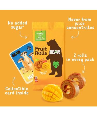 BEAR Real Fruit Snack Rolls - Gluten Free Vegan and Non-GMO - Mango â Healthy School And Lunch Snacks For Kids And Adults 0.7 Ounce (Pack of 18) - Buy Online on SooperMarket.com