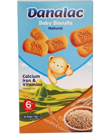 Danalac Natural Baby Biscuits Finger Food Snack for Toddlers 6+ Months with Calcium Iron and Vitamins 120 g 120 g (Pack of 1)