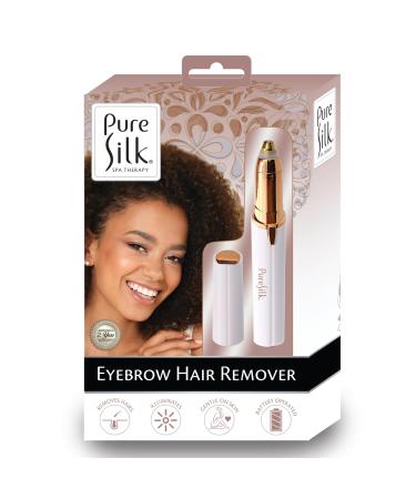 Pure Silk Eyebrow Hair Remover for Women Eyebrow Shaver with a Built-in Light Gentle & Pain Free Eyebrow Trimmer On-The-Go Eyebrow Grooming Battery Powered Requires 1 AAA Battery (Not Included)