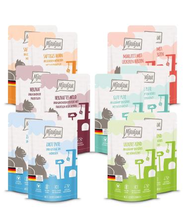 Mjamjam - Premium wet food for cats - Quetschie Mix package III 12 pack (12 x 125 g) grain free with extra meat mix 125 g (12 pack)