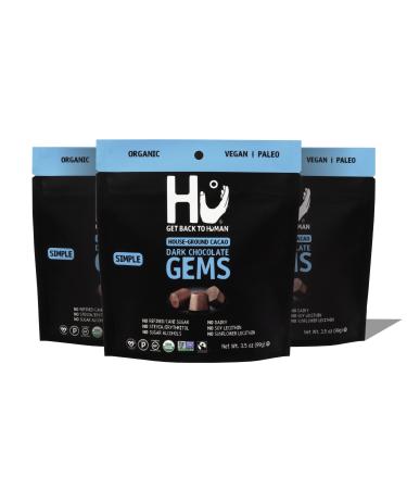 Hu Simple Gems 3 Pack | Snacking Chocolate Chips, Organic, Paleo | Great for Baking & Snacking, Non GMO, Kosher Chocolate | 3.5oz Each
