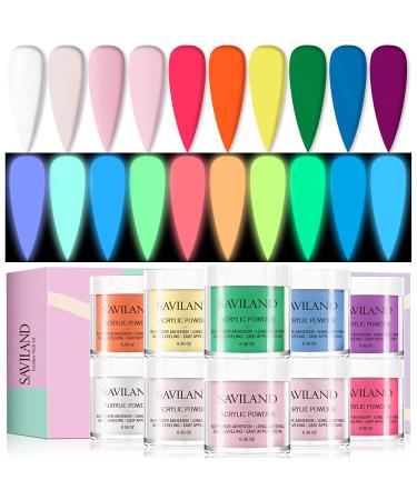 Saviland Acrylic Powder Set Glows in the Dark Acrylic Nail Powder 10 Luminous Colors Professional Polymer Powder for Nail Extension Nail Carving  Halloween Nails Design  Fall French Nails  Gift for Women A-Luminous glows i - Buy Online on SooperMarket.com