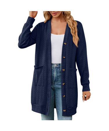 Gefomuofe Cardigan Women's Long Cardigan Lightweight Loose Cardigan Long Cardigan Women's Lightweight Loose Casual Cardigan Sun Protection Shirt Holiday Beach Blouse XXL Navy