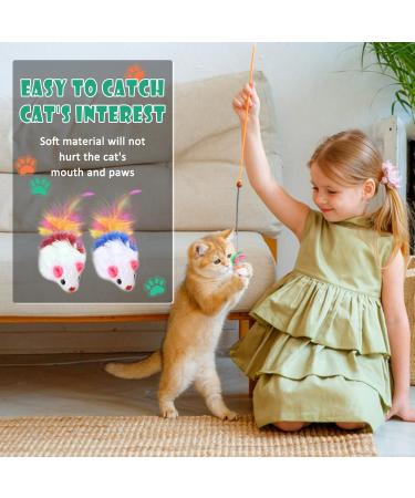 ueslwser 20 Pcs Mice & AnimalToys Colorful Feather Interactive Cat Interactive Mouse Catnip Toys Assorted Randomly Colors for Cats and Kitten Indoor Play Cat Mice Toys Pack Interactive Catch Play - Buy Online on SooperMarket.com