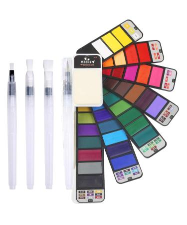 MEEDEN Watercolor Paint Set  42 Assorted Colors Foldable Paint Set with 4 Paint Brushes  Travel Pocket Watercolor Kit for Kids Adults Beginning Artist Watercolor Painters Field Sketch Outdoor Painting