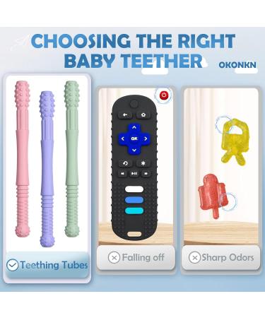 Okonkn 5-Piece Baby Bite Tube Set | BPA-Free Silicone Teething Rings for Boys & Girls (0-12 Months) - Safe Teething Aid - Buy Online on SooperMarket.com