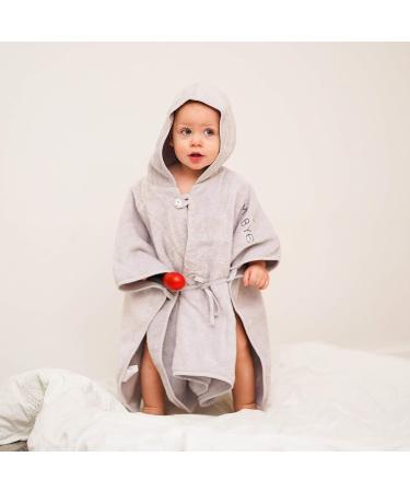 Mabyen Baby Hooded Bathrobe - 100% Organic Cotton Baby Poncho in Light Grey | Eco-Friendly One Size International Shipping - Buy Online on SooperMarket.com