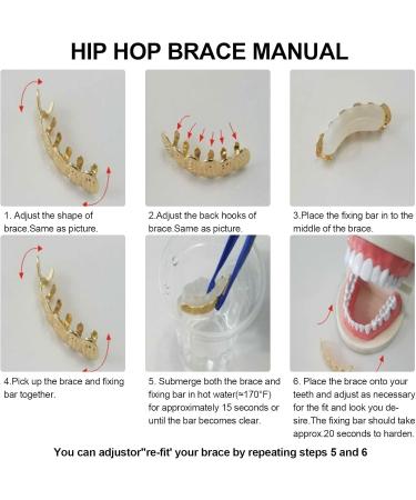 Gold Teeth Brace Set Hip Hop Punk Custom Fit Metal Teeth Decoration Jewelry Gold Teeth Grillz Oral Pain ReliefOral Care() - Buy Online on SooperMarket.com