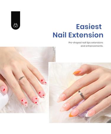 Beetles Gel Nail Kit with 500Pcs Soft Gel Nail Tips - Short Almond Shape | Easy DIY Nails Art Set with UV LED Lamp & 5-in-1 Nail Glue | Home Acrylic False Nail Tips Kit - Clear 500PCS - Buy Online on SooperMarket.com