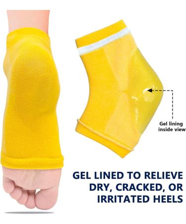 Moisturizing Gel Heel Socks - 2 Pairs for Cracked Feet Care | Night Treatment for Dry Heels | Spa Socks for Men & Women - Yellow Regular - Buy Online on SooperMarket.com