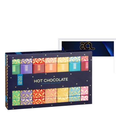 Christmas Hot Chocolate Gift Set | 7 Assorted Flavoured Instant Hot Chocolate Mix | Xmas Hamper | Hot Chocolate Station | Stocking Filler | Kids | Women | Men | Festive Christmas Cracker Gift Box