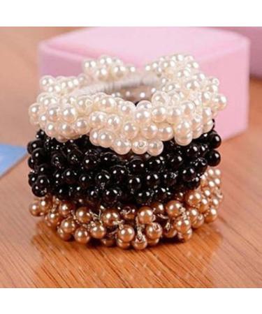 3pcs Hair Scrunchies Set for Women Girls with Faux Pearls Ponytail Holder