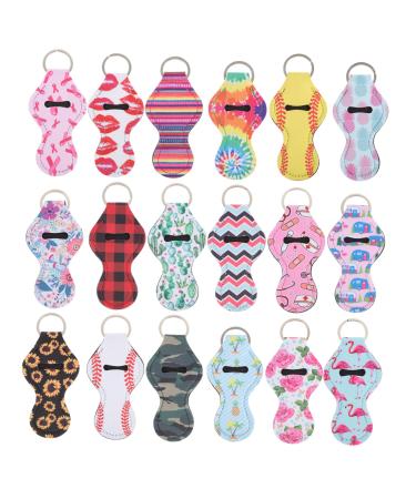 PACKOVE 18pcs Keychain Lipstick Set Lip Balm Holder Keychain Pouch Keychain Keyring Supplies Bottles Carrier Essential Oil Car Freshener Sleeve Portable Travel Neoprene Lipstick Holder