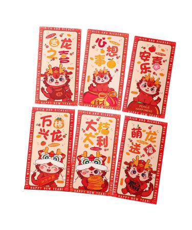 Generic 6X Red Envelopes for Chinese Lunar New Year Red Packets Best Wishes Gift from Hong Bao Lucky Money for Spring Festival Graduation Style C