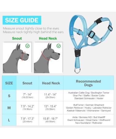 Weesiber Medium Blue Soft Dog Collar - Adjustable Padded Halter with Reflective Strips for Safe Training & Walking - No Pull Design - Buy Online on SooperMarket.com