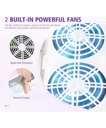 Saviland 80W Nail Dust Collector - Powerful Salon Dust Extractor with 2 Fans, 2 Bags, One Button Control for Acrylic, Dip Powder, Gel Polish - Purple - Buy Online on SooperMarket.com