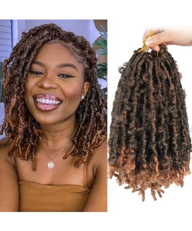 Butterfly Locs Crochet Hair 6 Packs 12 Inch Pre Looped Distressed Locs Crochet Hair Fluffy Butterfly Locs Faux Locs Crochet Hair(12Inch 6Packs,T30) 12 Inch (Pack of 6) T30