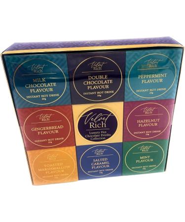 Luxury Velvet Rich Instant Hot Chocolate Selection Box - 9 Assorted Flavors Great Gift for Secret Santa or Stocking Fillers - Buy Online on SooperMarket.com