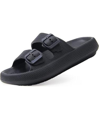 Weweya Sandals for Women and Men - Pillow Slippers - Double Buckle Adjustable Slides - EVA Flat Sandals - 15-16 Women/14-15 Men